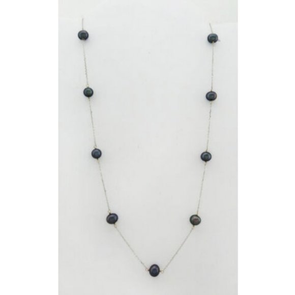 Genuine Tahitian Pearls Necklace 14k White Gold - Picture 1 of 3